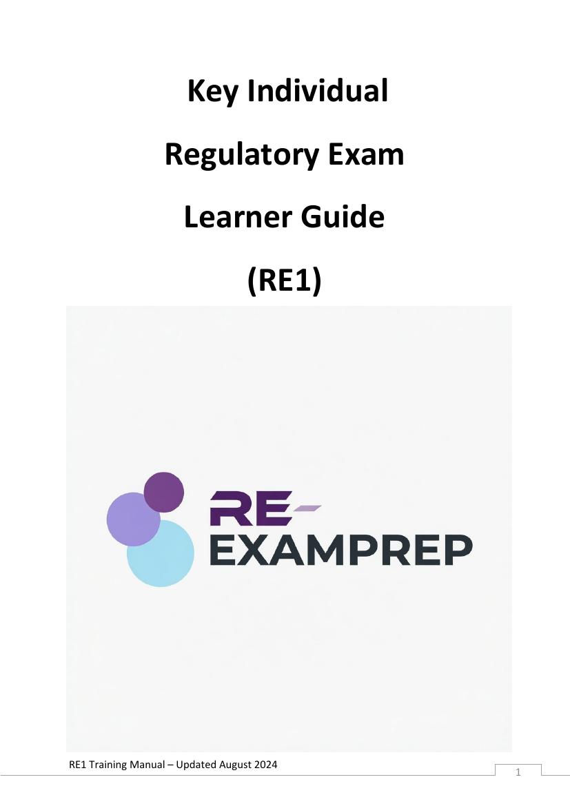 Cover page of the RE-Examprep RE1 study guide