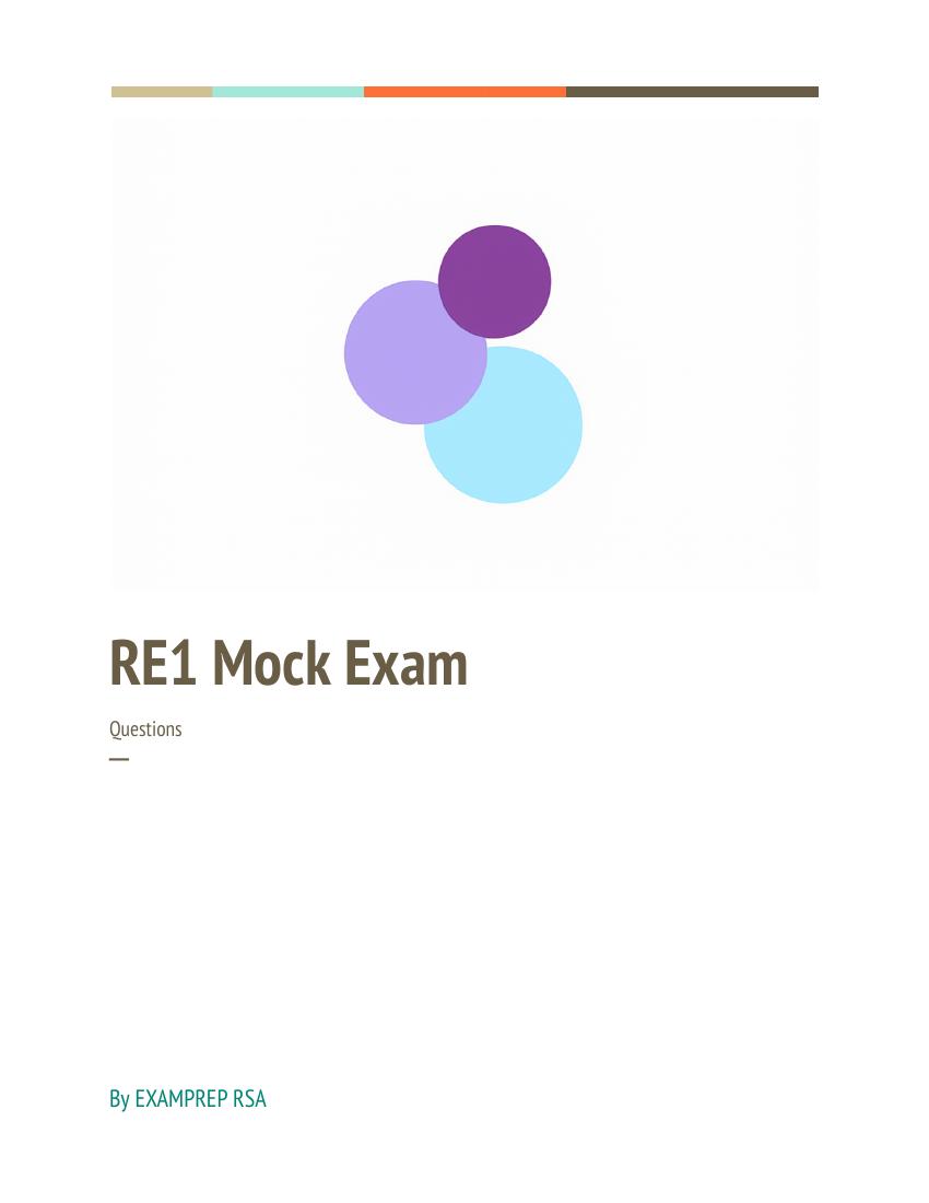 Cover page of an RE1 mock exam paper