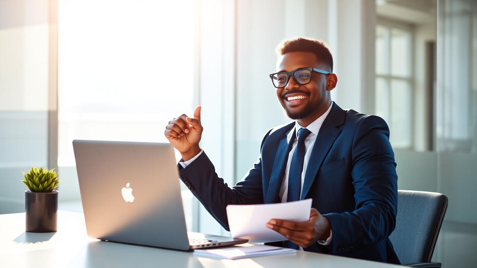 Financial adviser celebrating after passing the RE5 regulatory exam
